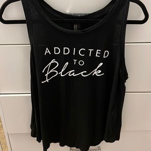 Black open back tank top